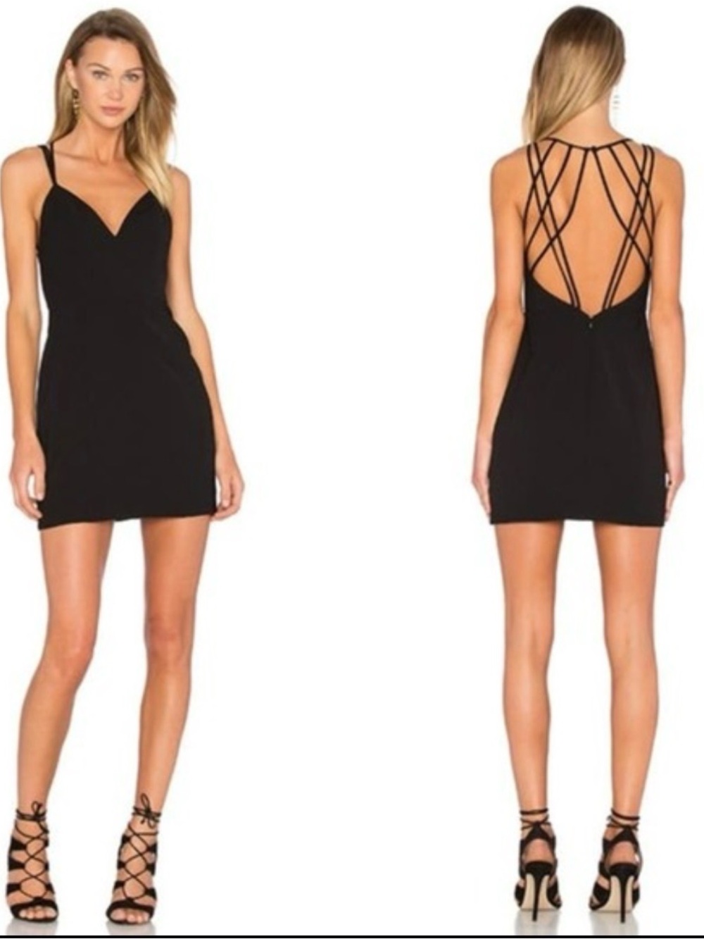 NBD Black Strappy V-Neck Mini Dress